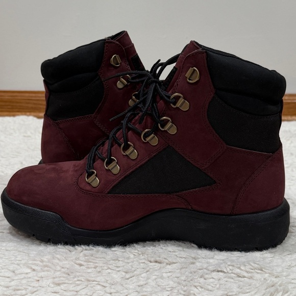 NWOB Timberland 6-Inch Field Boot Burgundy Men's Sz 9 A5W79 Waterproof Casual - Picture 10 of 14